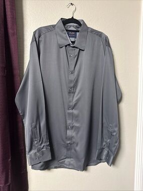 #852 Flex Charcoal Gray Sheen Long Sleeve Dress Shirt Size 2 Xl